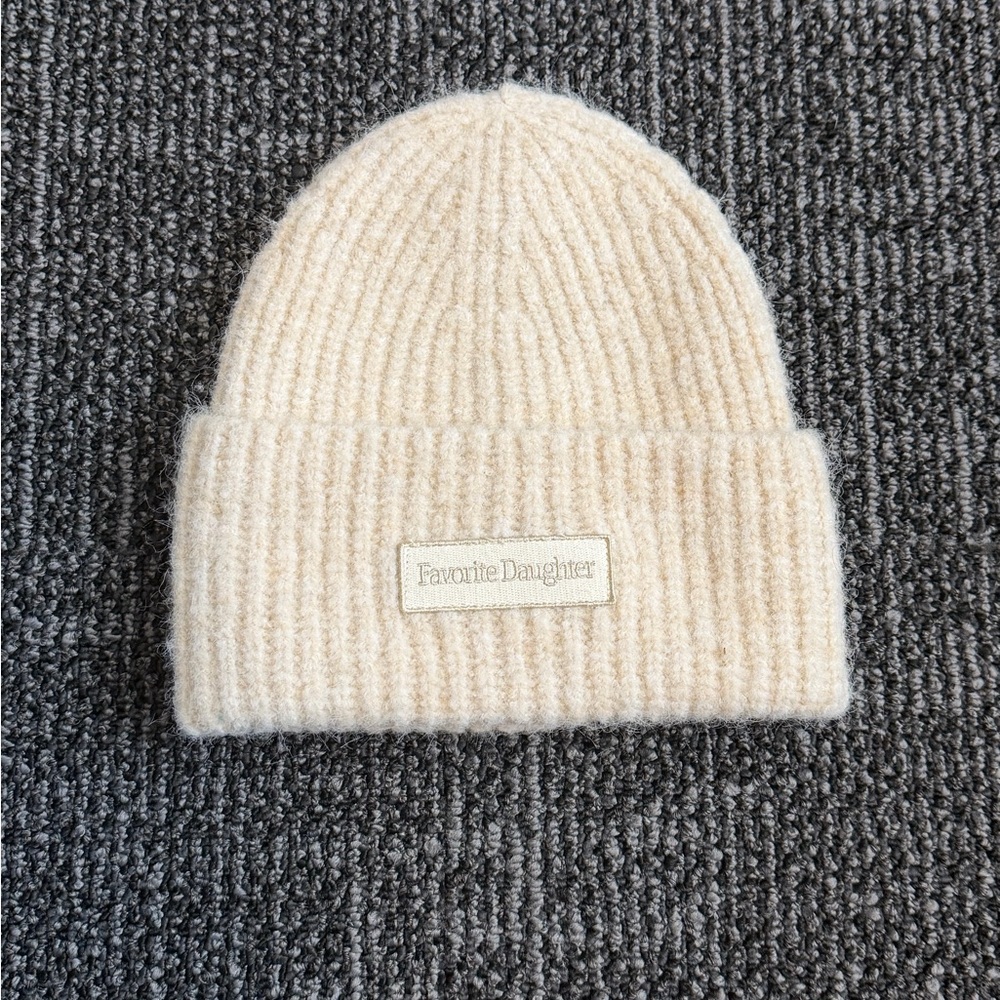 Favorite Daughter Logo Patch Rib Beanie New Without Tags